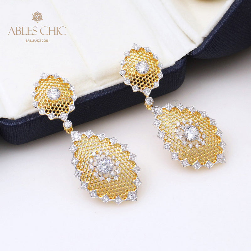 Boucles d'Oreilles Aérées Dentelle Nid d'Abeille 5115