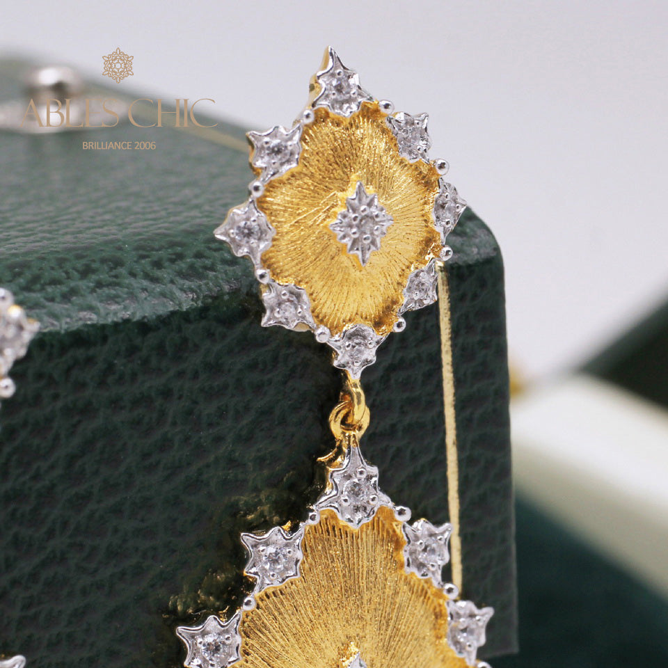 Boucles d'oreilles florales étoiles soyeuses détaillées 5278