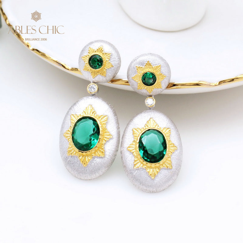 Boucles d'oreilles pendantes ovales étoilées et soyeuses 5468