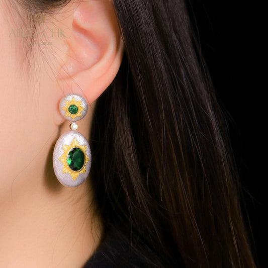 Boucles d'oreilles pendantes ovales étoilées et soyeuses 5468