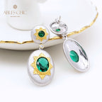 Boucles d'oreilles pendantes ovales étoilées et soyeuses 5468