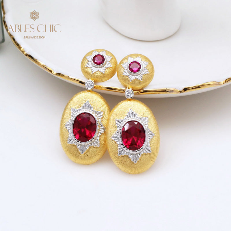 Boucles d'oreilles pendantes ovales étoilées et soyeuses 5468