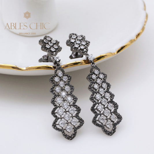Boucles d'oreilles chandelier en dentelle ajourée 5010
