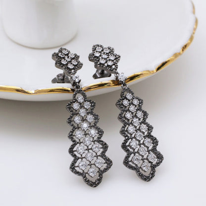 Boucles d'oreilles chandelier en dentelle ajourée 5010