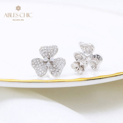 Boucles D'oreilles Florales Pétales Pavés 5541