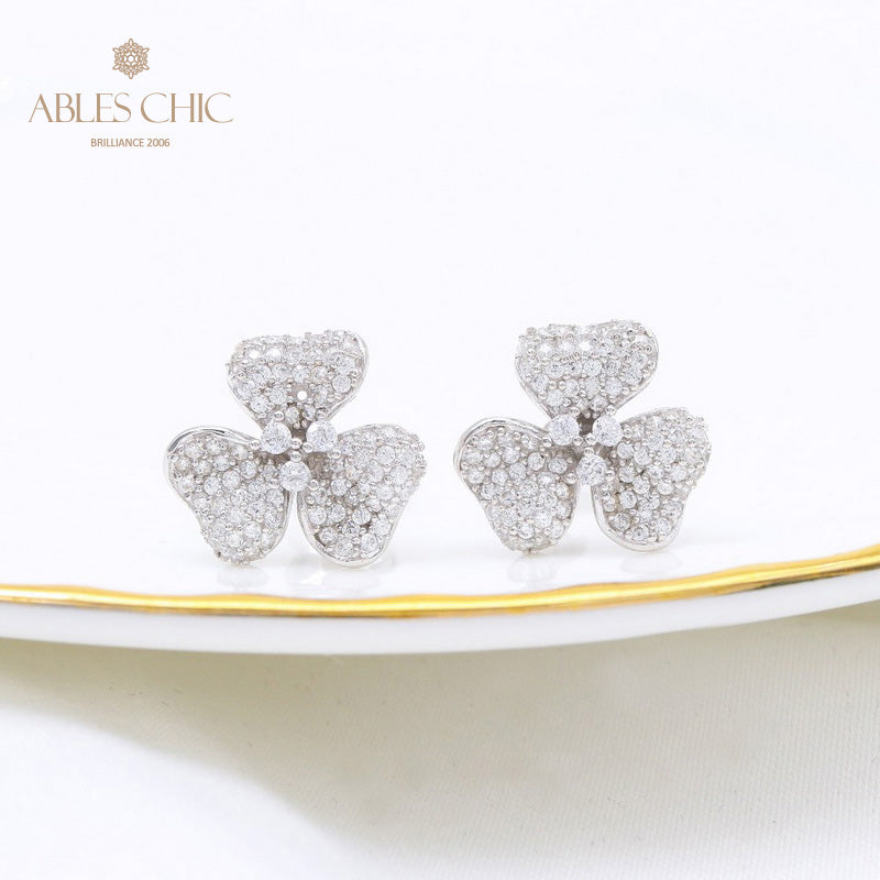 Boucles D'oreilles Florales Pétales Pavés 5541