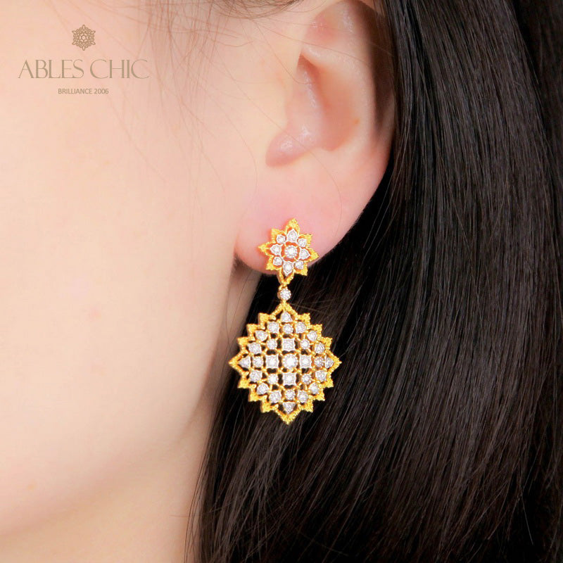 Boucles d'oreilles ajourées en dentelle étoilée 5006