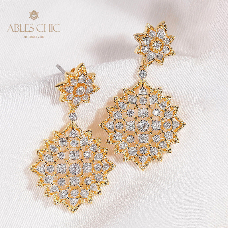 Boucles d'oreilles ajourées en dentelle étoilée 5006
