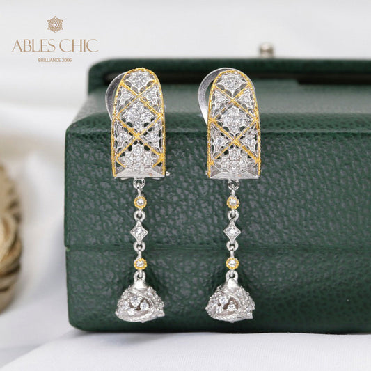 Boucles d'oreilles pendantes en filigrane en nid d'abeille 5683