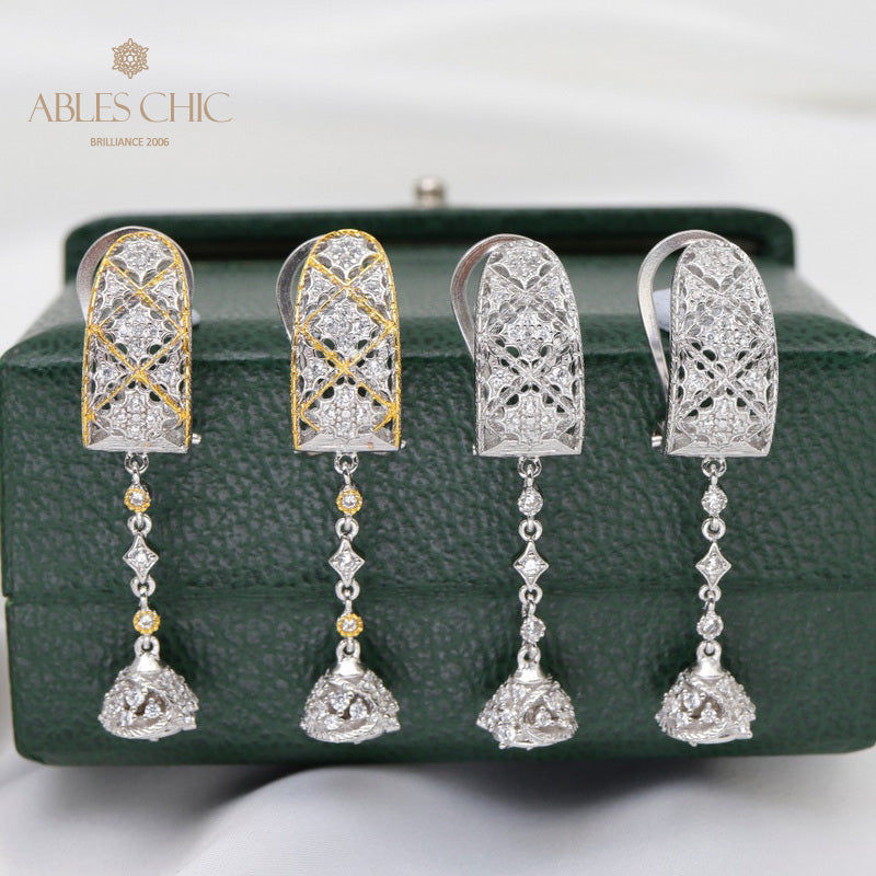 Boucles d'oreilles pendantes en filigrane en nid d'abeille 5683