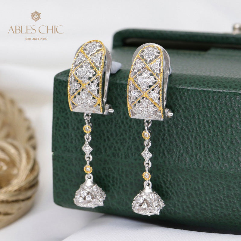 Boucles d'oreilles pendantes en filigrane en nid d'abeille 5683