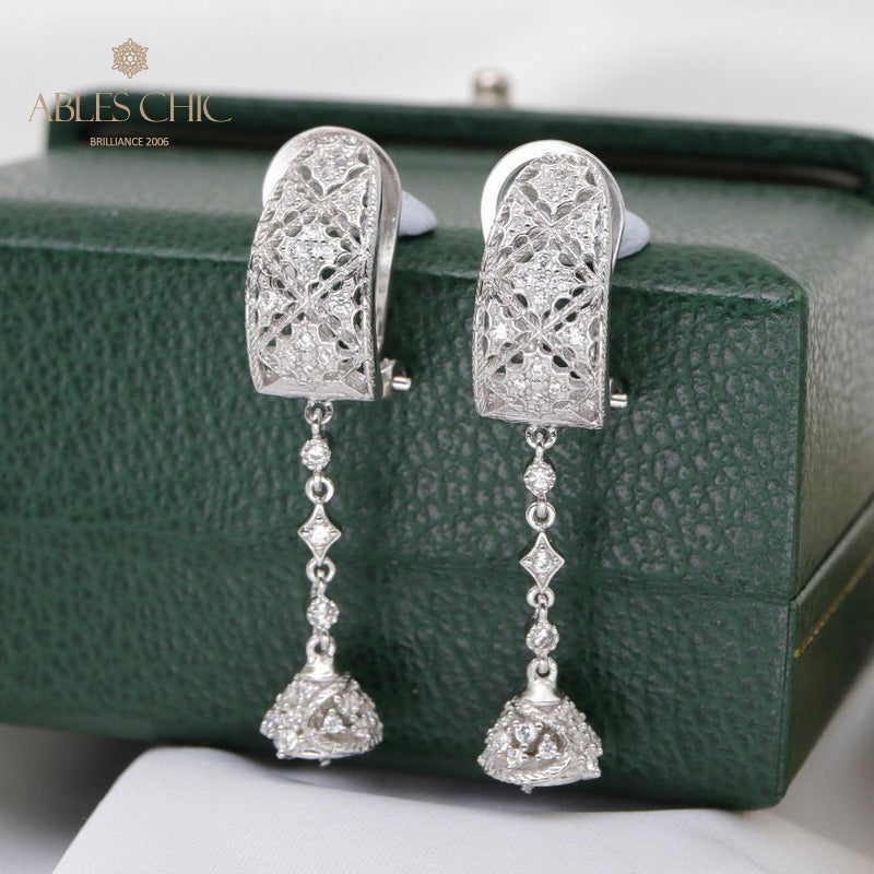 Boucles d'oreilles pendantes en filigrane en nid d'abeille 5683