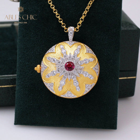 Pendentif médaillon rubis CZ 5210