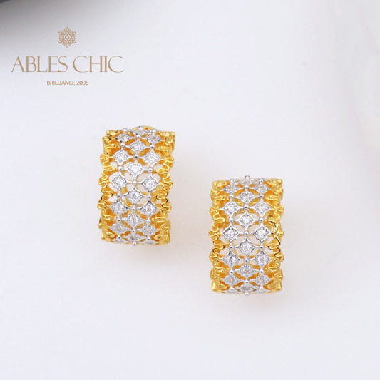 Boucles d'Oreilles Nid d'Abeille Dentelle Aérée 5011