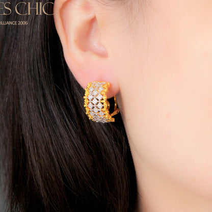 Boucles d'Oreilles Nid d'Abeille Dentelle Aérée 5011