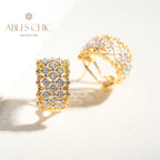 Boucles d'Oreilles Nid d'Abeille Dentelle Aérée 5011