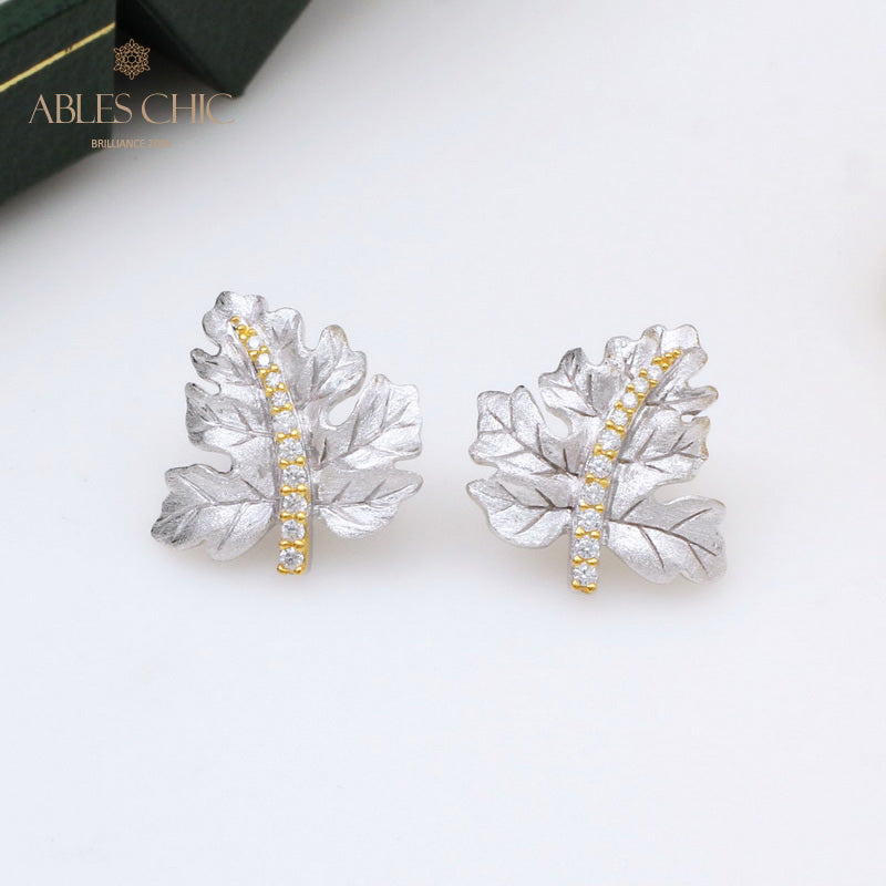 Boucles d'oreilles brossées feuille d'érable 5141