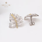 Boucles d'oreilles brossées feuille d'érable 5141