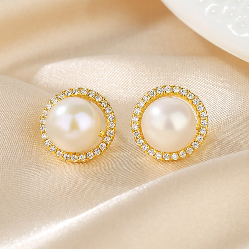 Boucles d'oreilles halo de perles d'eau douce PE1040