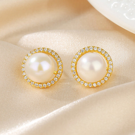 Boucles d'oreilles halo de perles d'eau douce PE1040