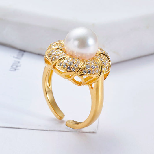 Bague florale en perles d'Akoya 5783