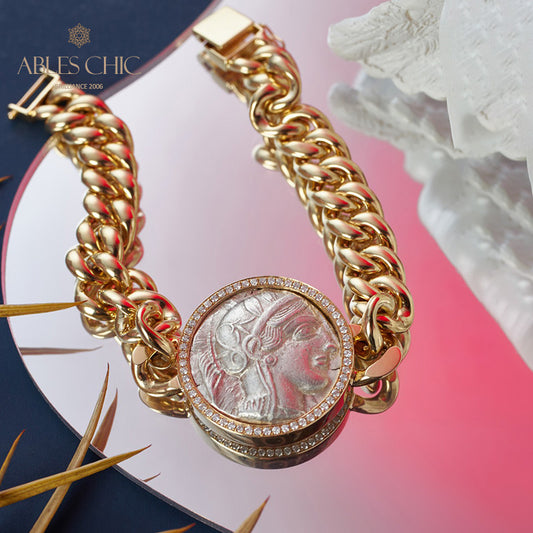 Bracelet médaillon grec Athena Flip