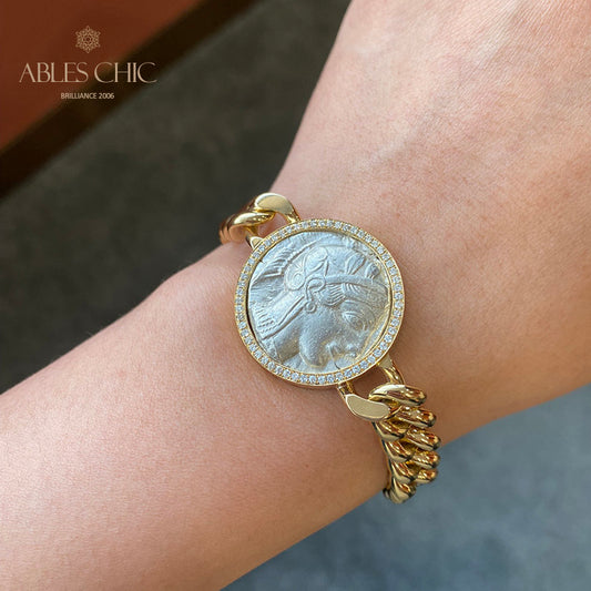 Bracelet médaillon grec Athena Flip