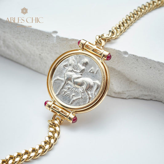 Bracelet médaillon dauphin grec