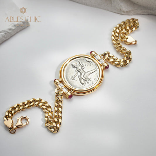 Bracelet médaillon dauphin grec