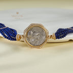 Bracelet Lapis multi-brins avec pièces de lire anciennes