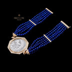 Bracelet Lapis multi-brins avec pièces de lire anciennes
