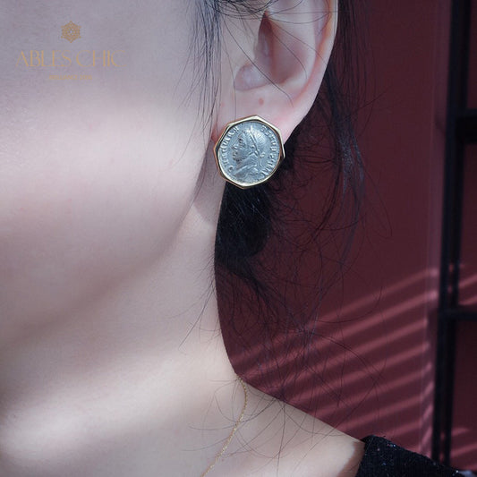 Boucles d’oreilles médaillon déesse de la sagesse
