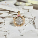 Pendentif en diamant avec pièce de monnaie de lire byzantine uniquement