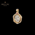 Pendentif en diamant avec pièce de monnaie de lire byzantine uniquement