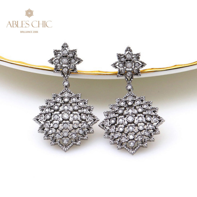 Boucles d'oreilles ajourées en dentelle noire 5161