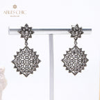 Boucles d'oreilles ajourées en dentelle noire 5161