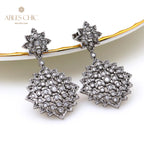 Boucles d'oreilles ajourées en dentelle noire 5161