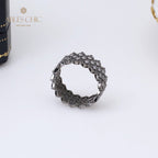 Bague en pierre multi-rangs en dentelle noire 5013