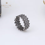 Bague en pierre multi-rangs en dentelle noire 5013