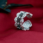 Bague ouverte en dentelle de pétales de rose aérées 5812