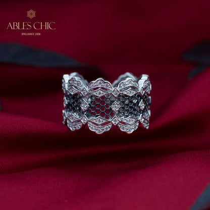 Bague ouverte en dentelle de pétales de rose aérées 5812