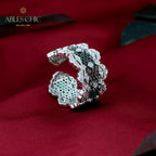 Bague ouverte en dentelle de pétales de rose aérées 5812