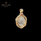 Pendentif médaillon rubis pièce grecque uniquement