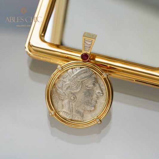 Pendentif de pièce de monnaie byzantine Lira Athena uniquement