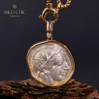 Collier de pièces de monnaie antique Lire Athéna