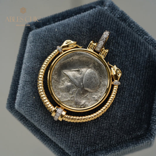 Pendentif pièce de monnaie Athena de la lire romaine uniquement