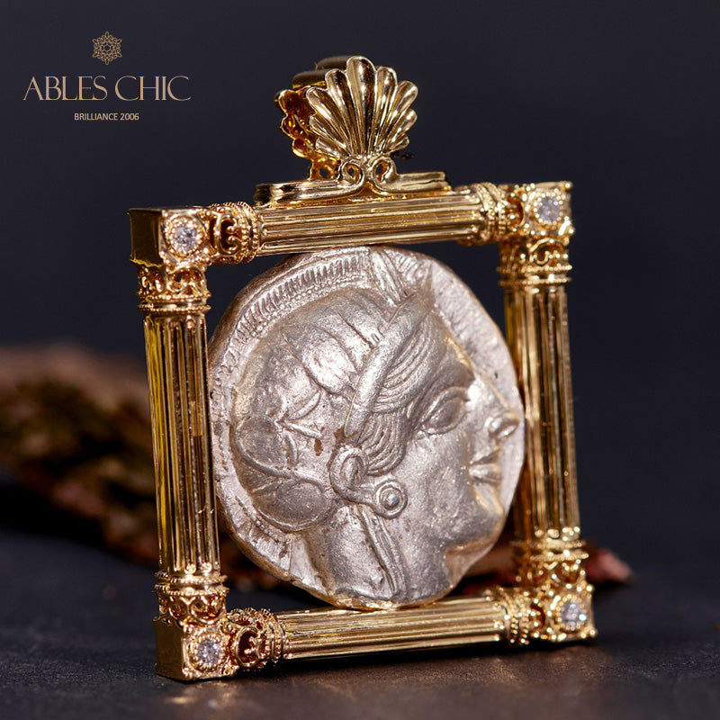 Pendentif de pièce de monnaie byzantine Lira Athena uniquement