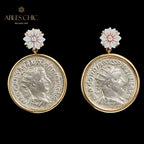 Boucles d’oreilles florales en lire romaine