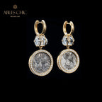 Boucles d'oreilles médaillon halo de diamants