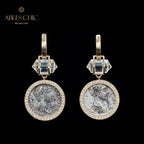 Boucles d'oreilles médaillon halo de diamants